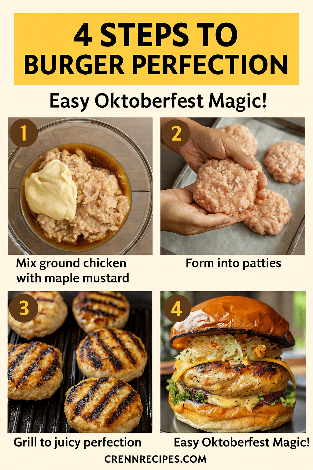 How to make Oktoberfest chicken burgers tutorial pin - step-by-step elegant entrees guide