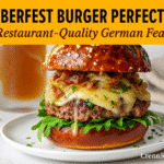 Oktoberfest Loaded Pretzel Bun Pork Burger recipe - CrennRecipes elegant-entrees oktoberfest pork burger