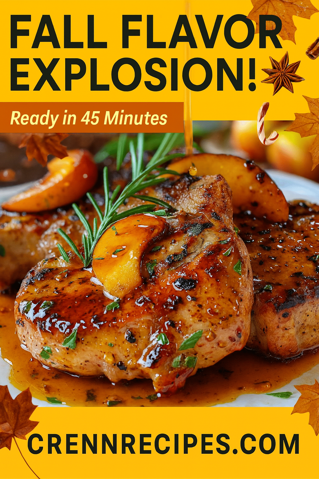 Pinterest pin for Harvest Apple Cider Pork Chops - Ready in 45 Minutes elegant-entrees