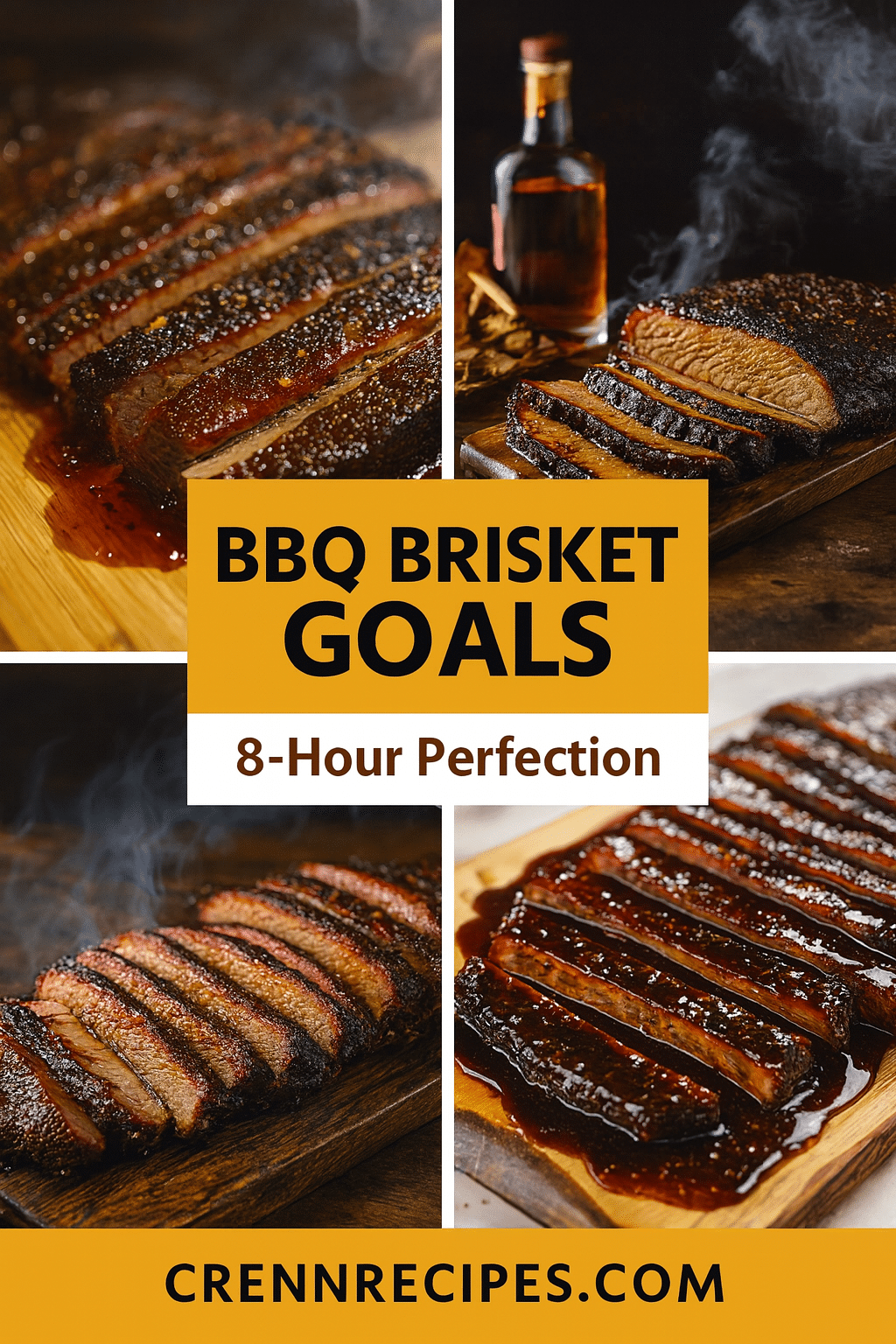 Pinterest pin for Bourbon Brisket - 8-Hour Perfection elegant entrees