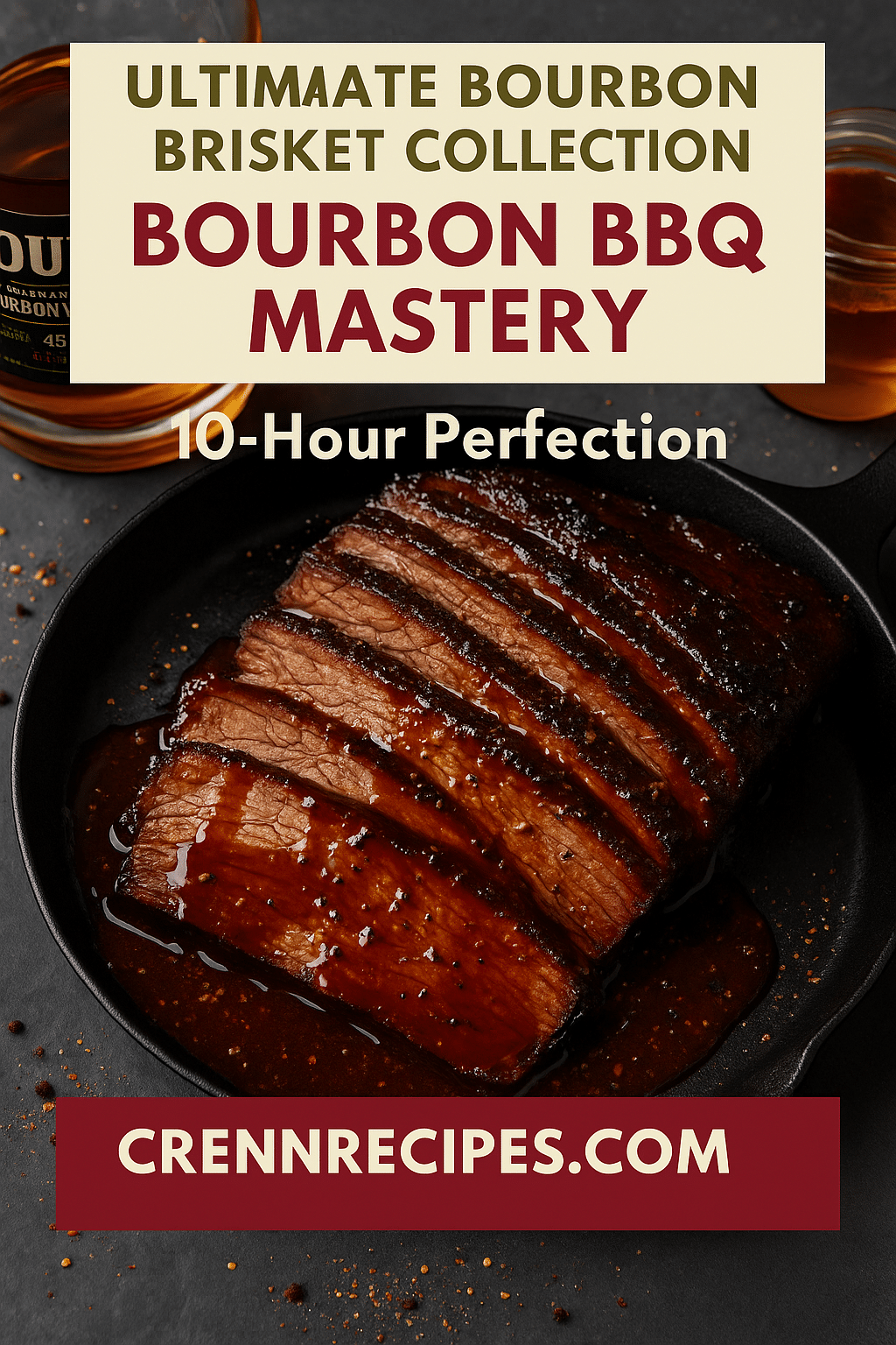 Pinterest pin for bourbon bbq brisket - 10-hour perfection elegant-entrees