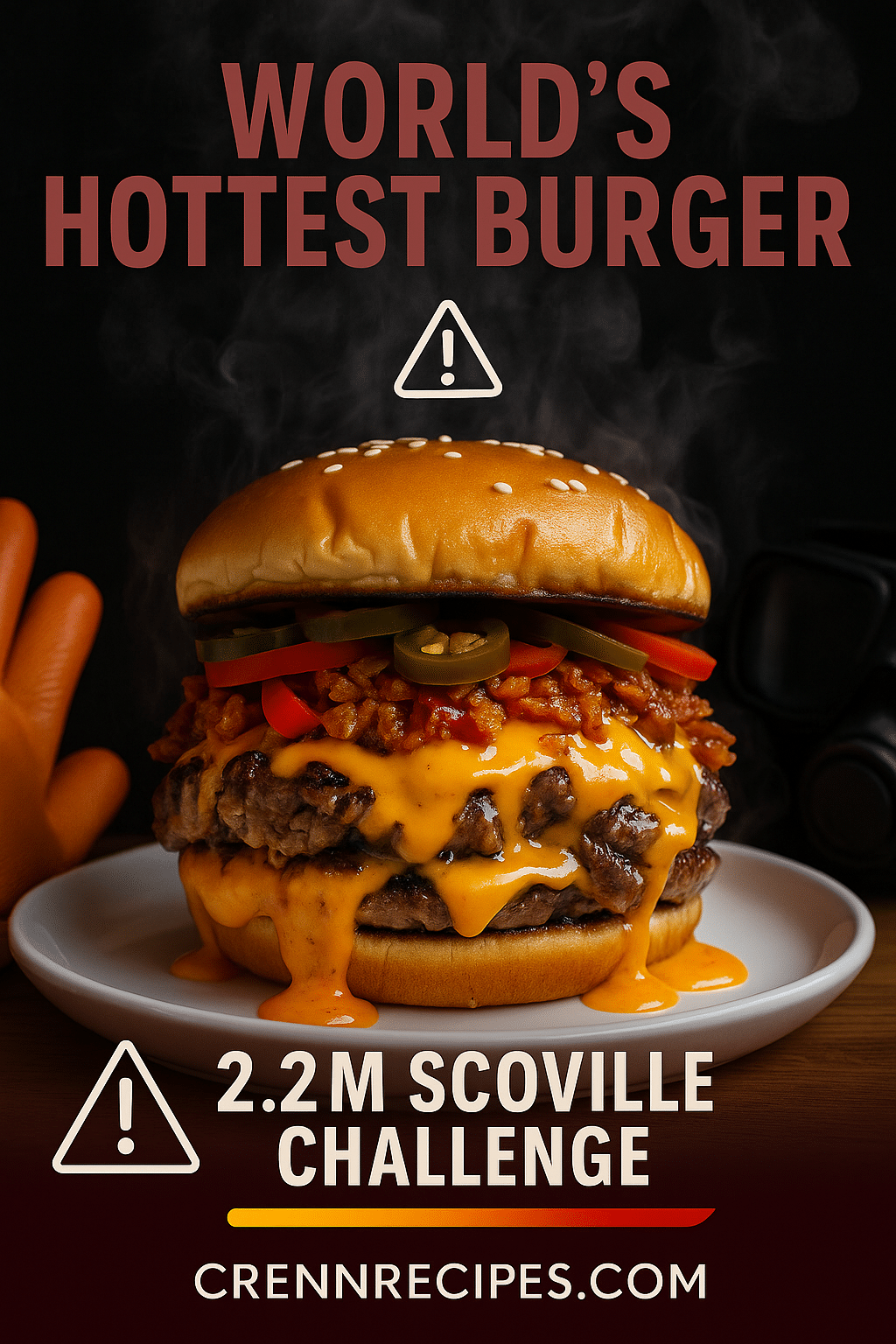 Pinterest pin for Carolina Reaper Burger - World's Hottest Burger Challenge