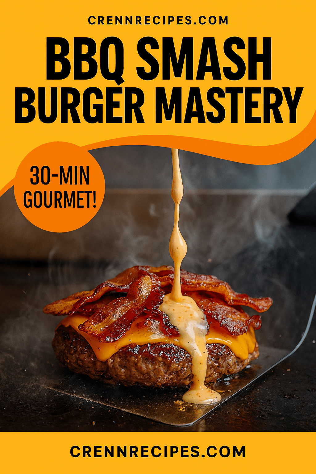 Pinterest pin for Chipotle-Bacon Smash Burger - 30-min gourmet brunch-classics