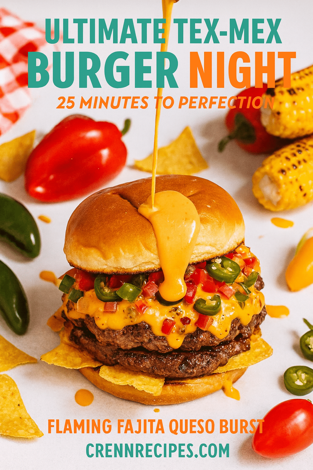 Pinterest pin for Ultimate Tex-Mex Burger Night - 25 minutes gourmet-appetizers
