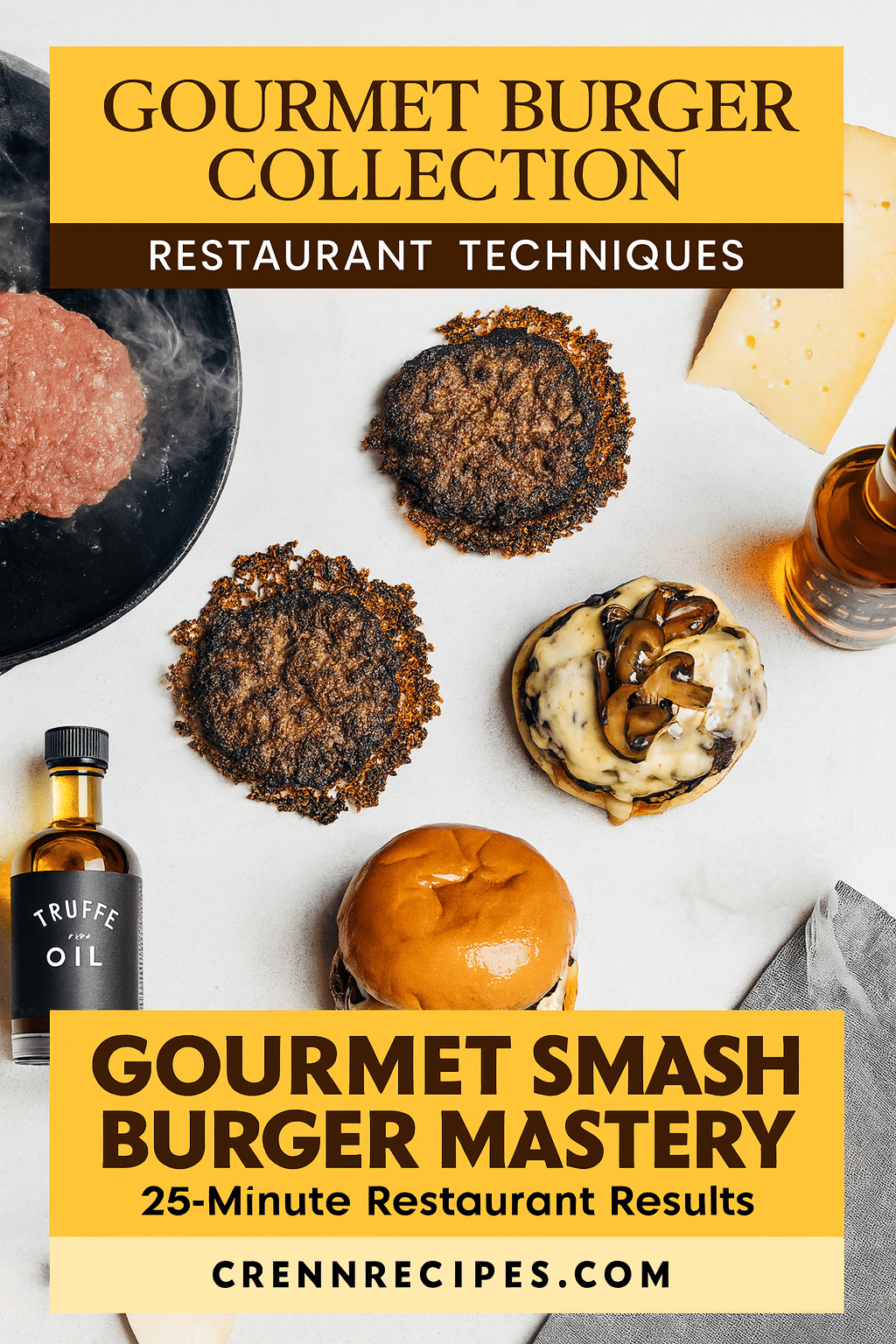 Pinterest pin for gourmet smash burger - 25-minute restaurant results elegant entrees