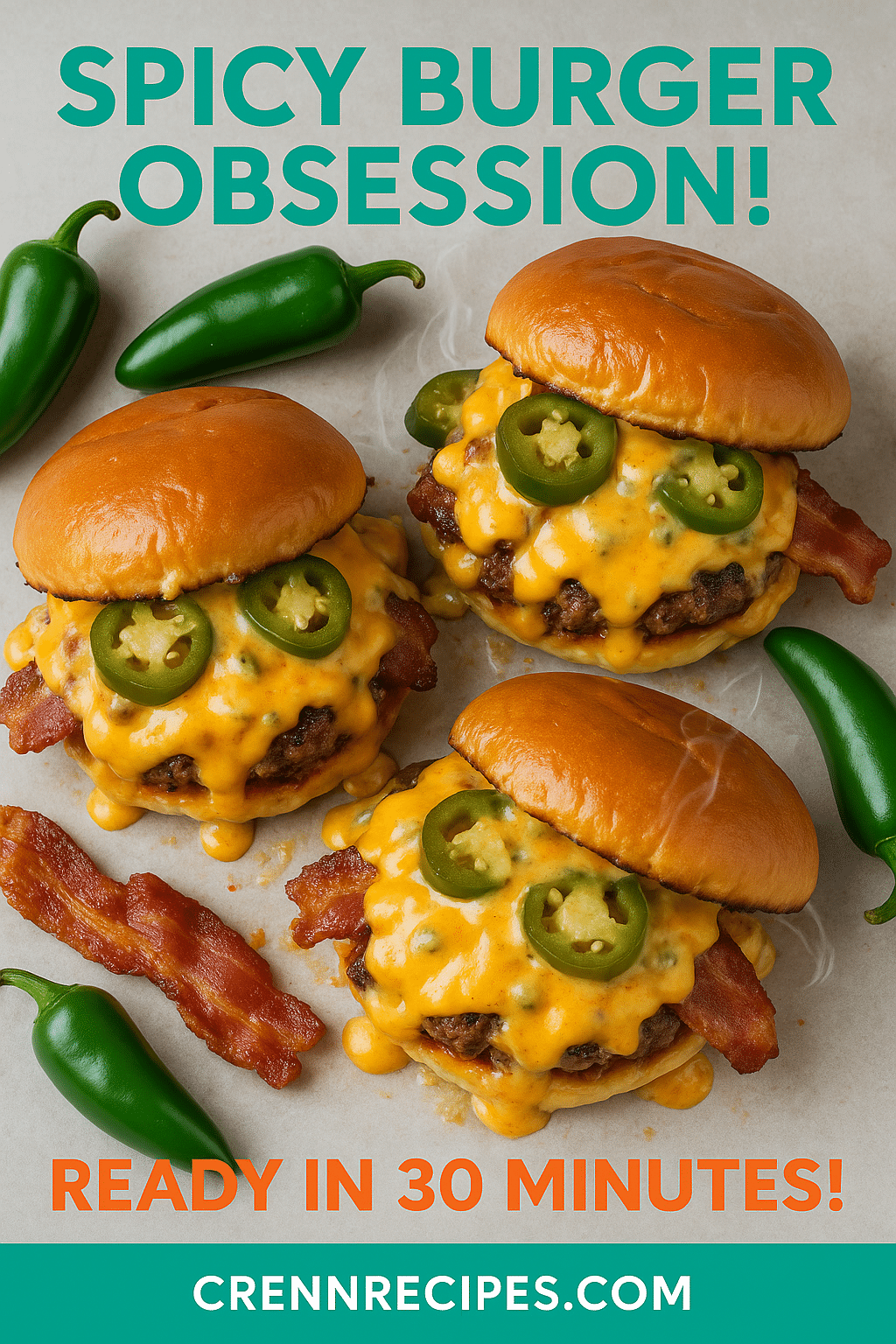 Pinterest pin for Jalapeño Popper Burger - Ready in 30 minutes gourmet-appetizers