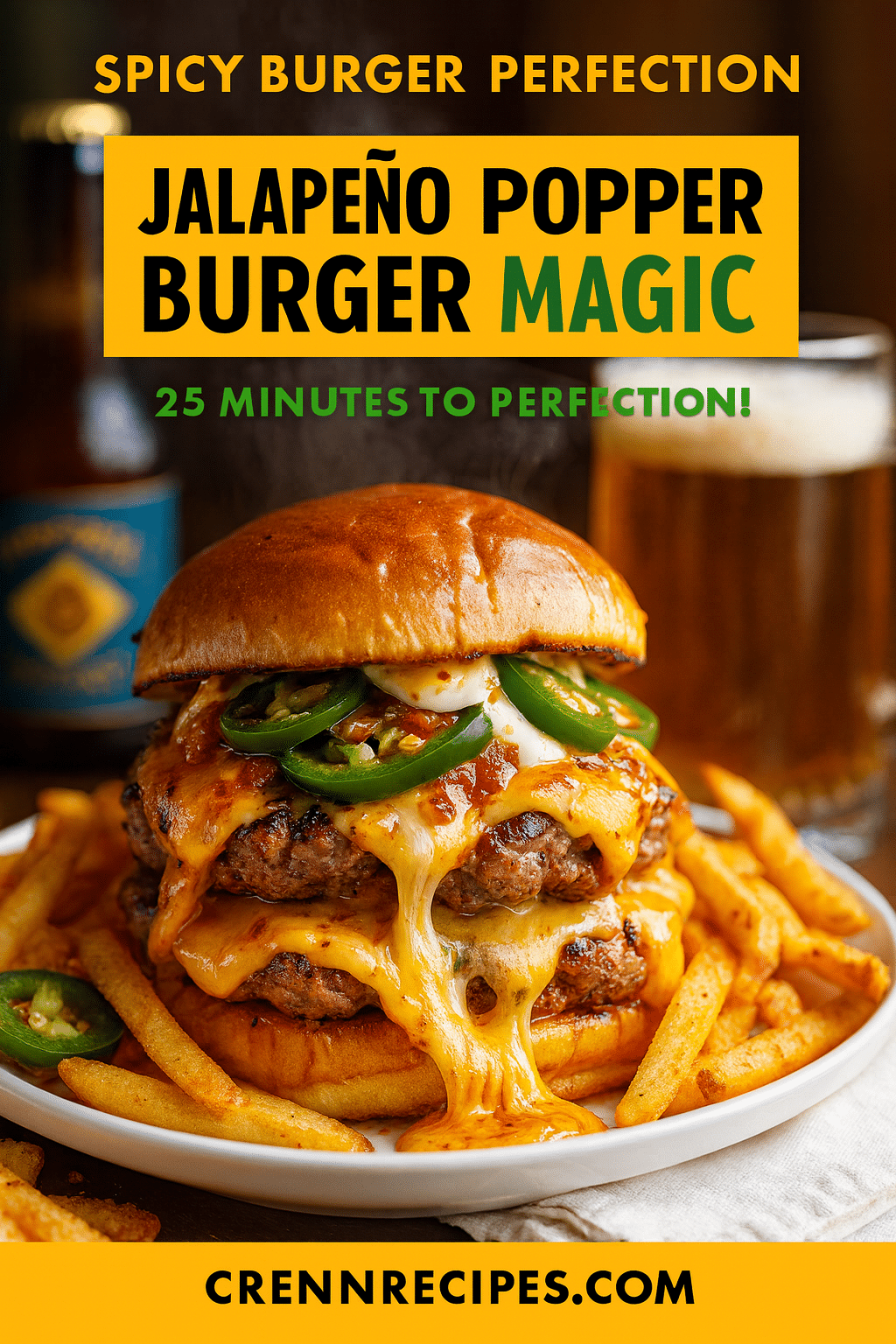 Pinterest pin for Fiery Jalapeño Popper Smash Burger - 25 MINUTES TO PERFECTION gourmet-appetizers