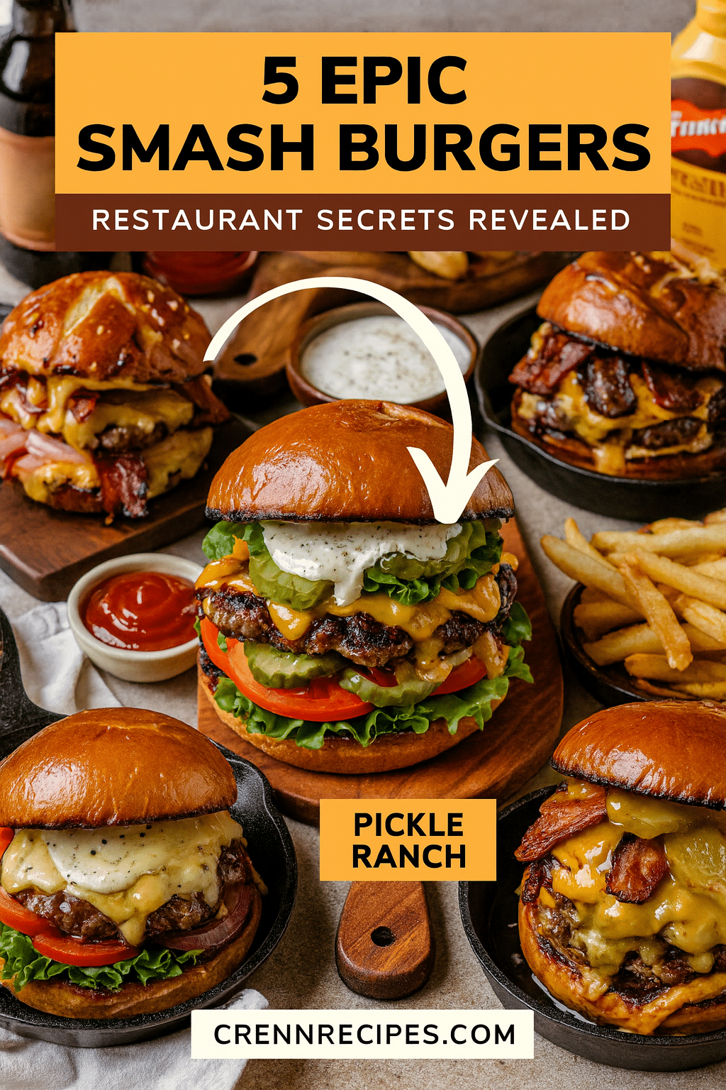 Pinterest pin for Epic Smash Burger Collection - Restaurant secrets revealed elegant-entrees