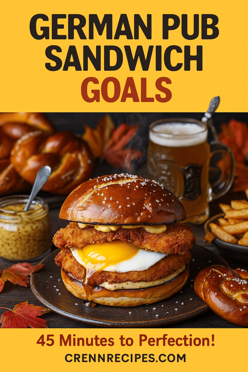 Pinterest pin for Crispy Schnitzel Pretzel Sandwich - 45 Minutes to Perfection elegant-entrees