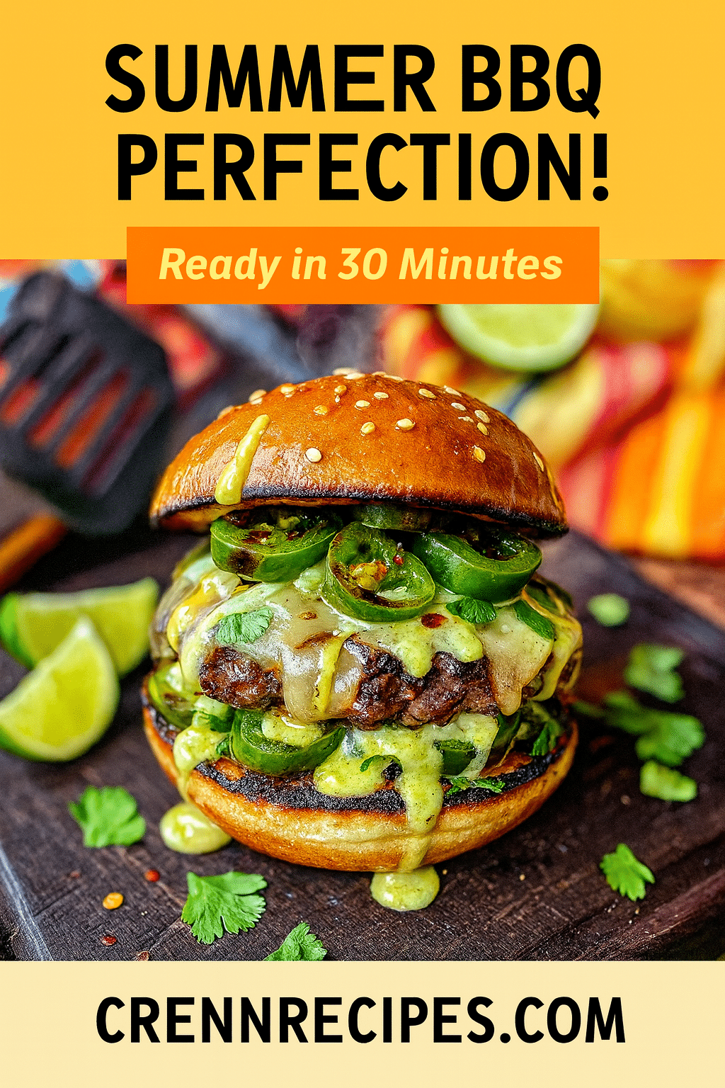 Pinterest pin for Charred Jalapeño Jack Smash Burger - Ready in 30 Minutes gourmet-appetizers