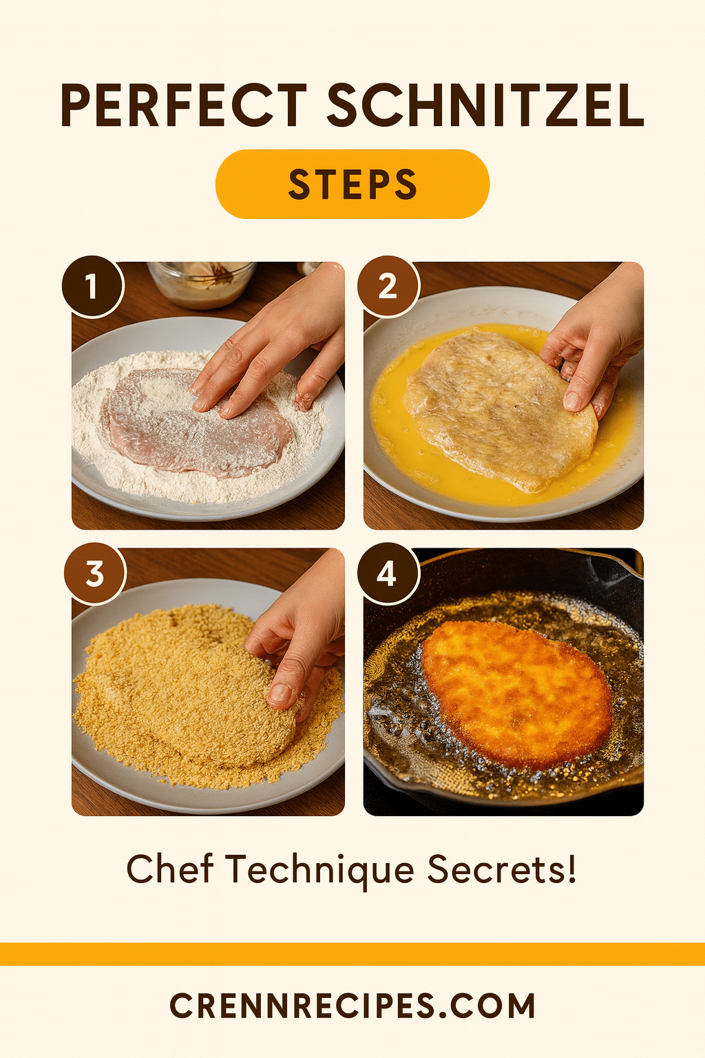 How to make perfect German schnitzel tutorial pin - step-by-step elegant-entrees guide