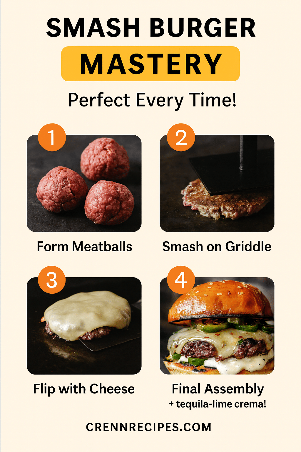 Smash burger tutorial pin - step-by-step gourmet-appetizers guide
