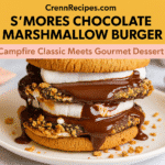 S'mores chocolate marshmallow burger recipe - CrennRecipes sophisticated-desserts campfire dessert