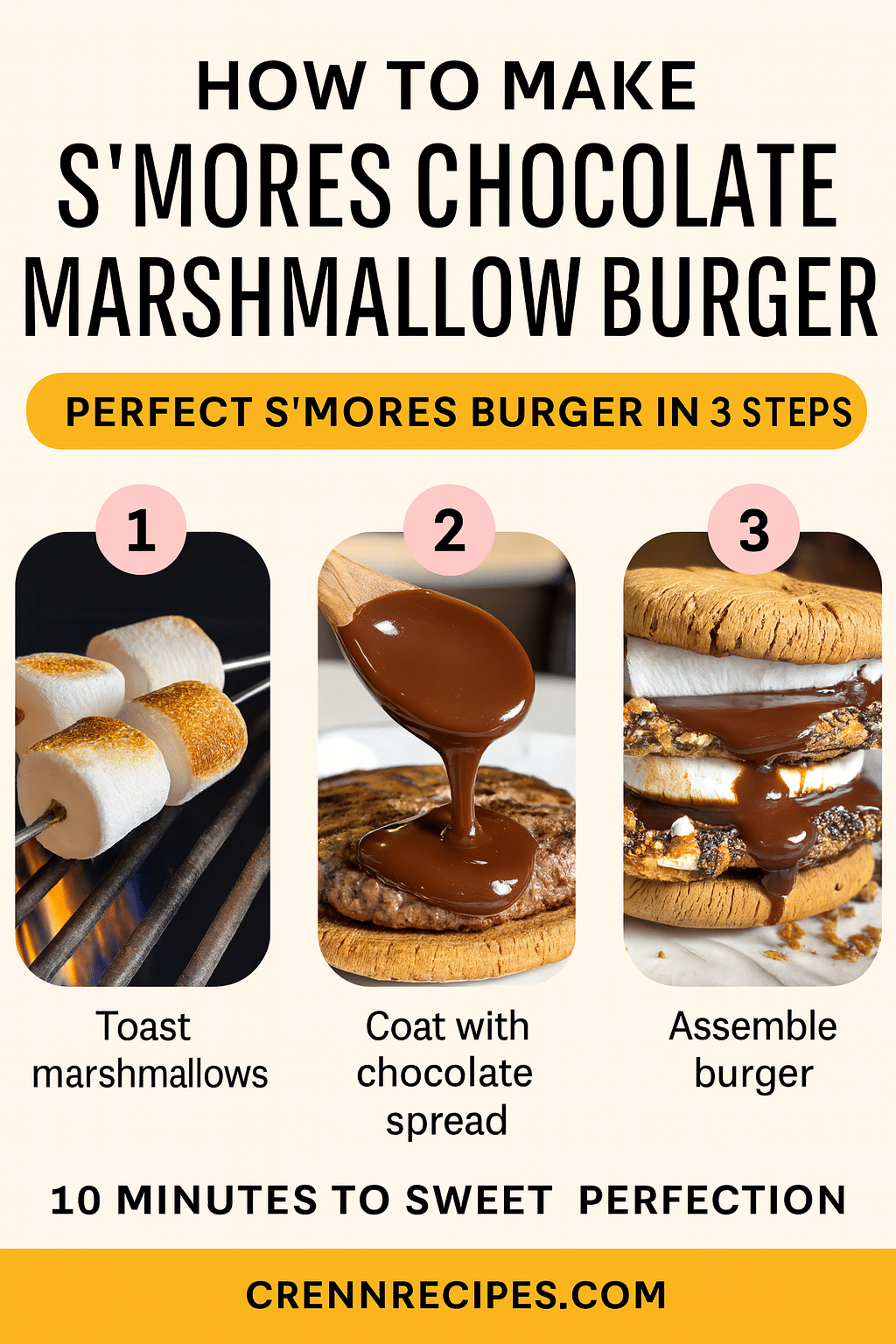 How to make s'mores chocolate marshmallow burger tutorial pin - step-by-step sophisticated-desserts guide