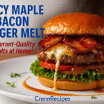 Spicy maple bacon burger melt recipe - CrennRecipes elegant entrees spicy maple bacon burger