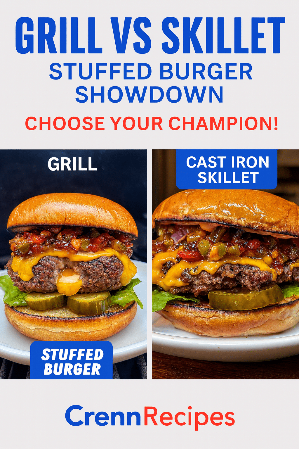 Grill vs skillet stuffed burger showdown - elegant-entrees comparison guide