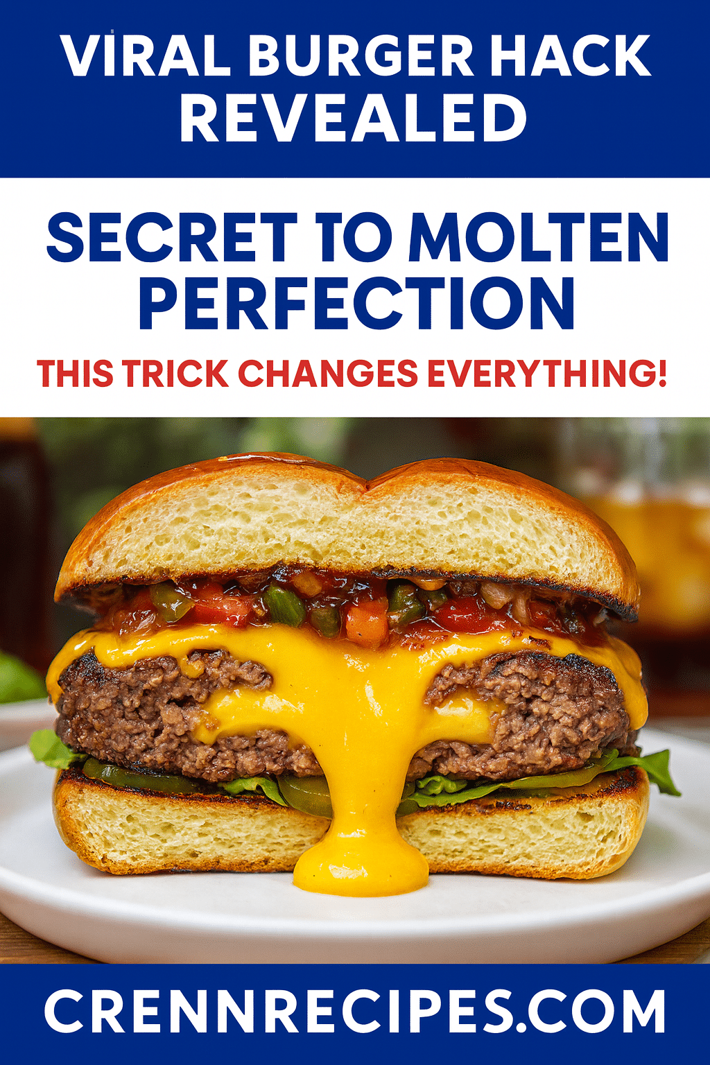 Viral burger hack revealed Pinterest pin - molten perfection stuffed burger recipe