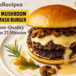 Truffle mushroom Swiss smash burger recipe - CrennRecipes elegant entrees gourmet burger