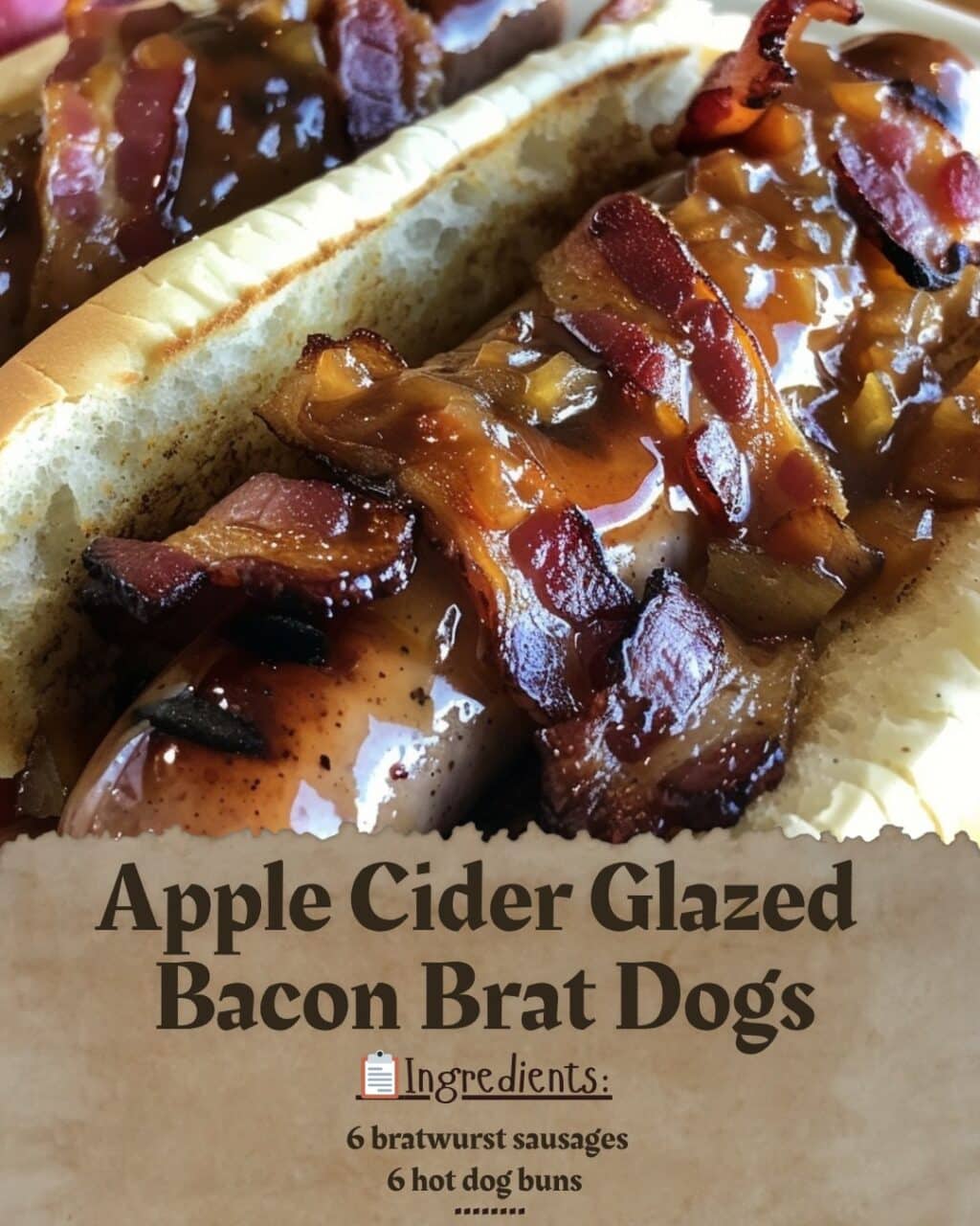 Apple Cider Glazed Bacon Brat Dogs