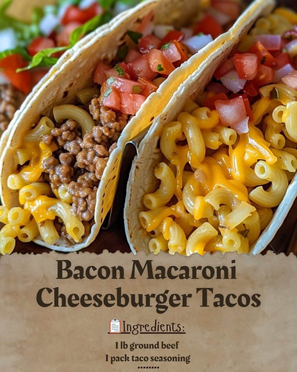 Bacon Macaroni Cheeseburger Tacos