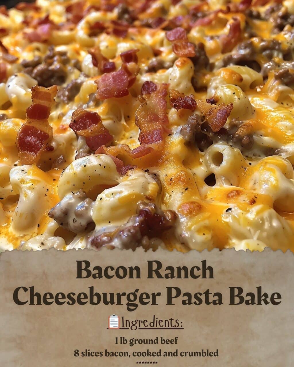 Bacon Ranch Cheeseburger Pasta Bake