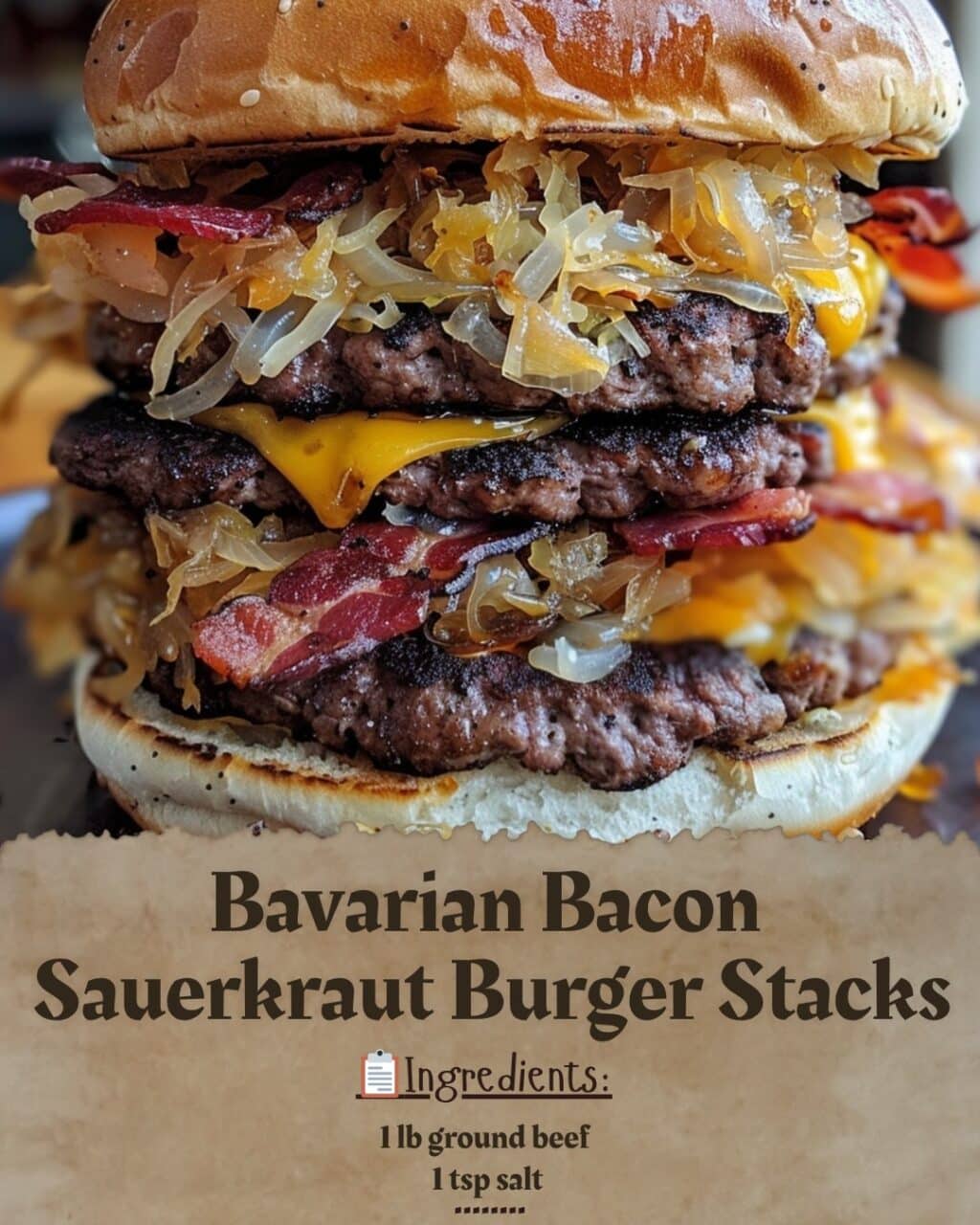 Bavarian Bacon Sauerkraut Burger Stacks