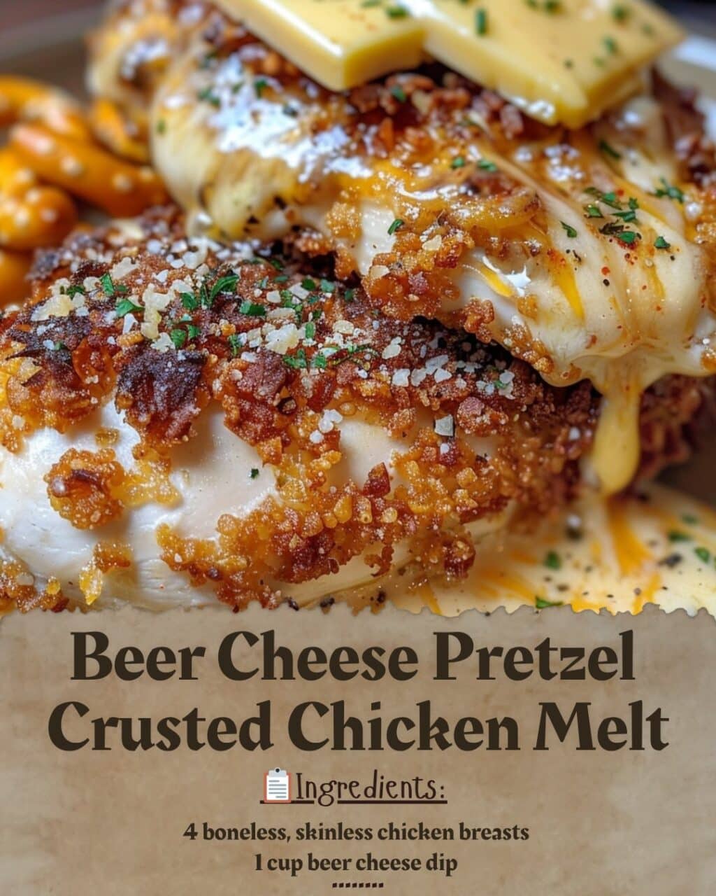 Beer Cheese Pretzel Crusted Chicken Melt