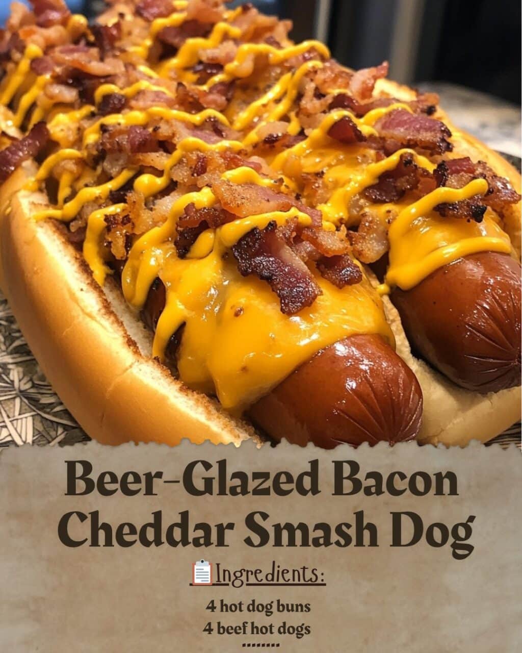 Beer-Glazed Bacon Cheddar Smash Dog
