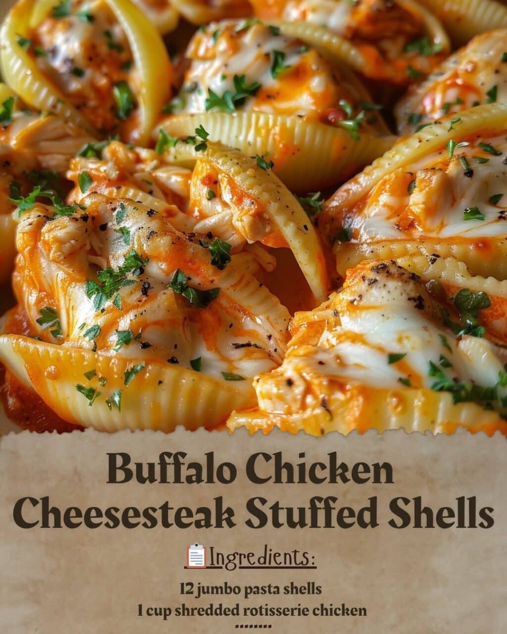 Buffalo Chicken Cheesesteak Stuffed Shells