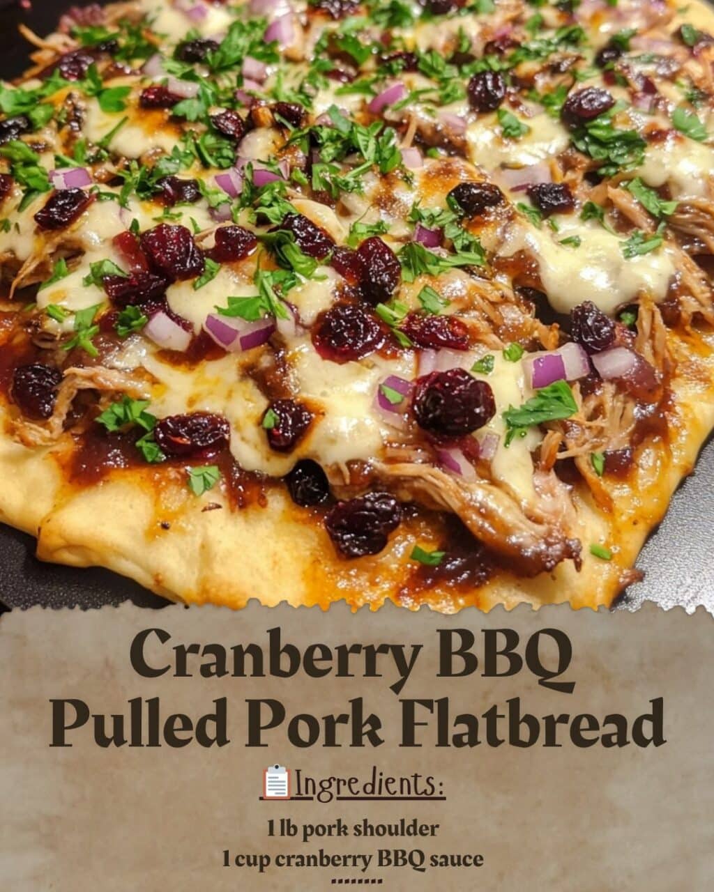 Cranberry BBQ Pulled Pork Flatbread