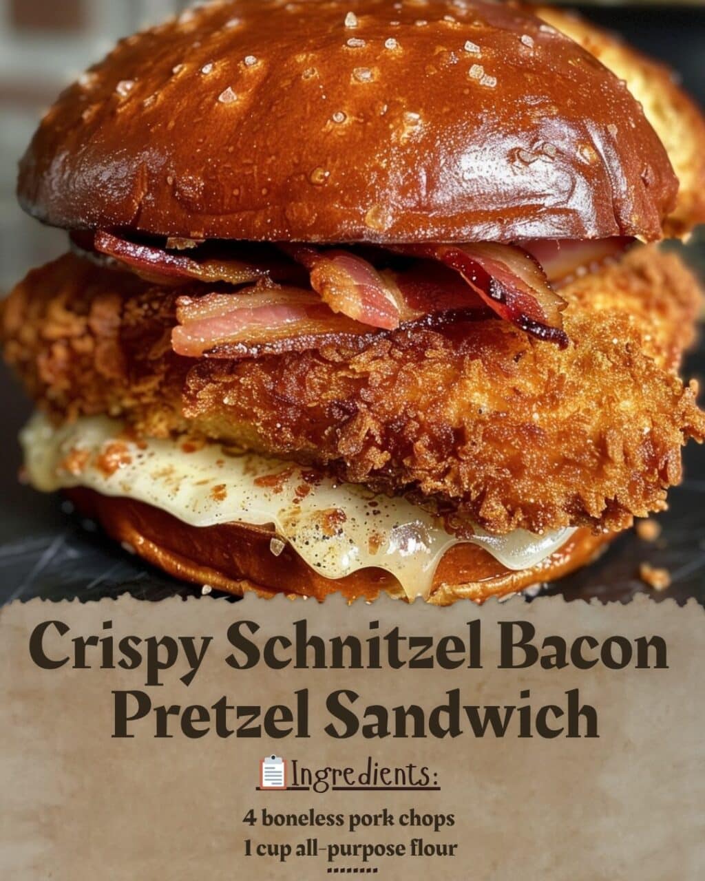 Crispy Schnitzel Bacon Pretzel Sandwich