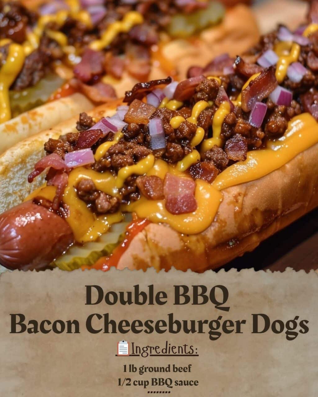 Double BBQ Bacon Cheeseburger Dogs