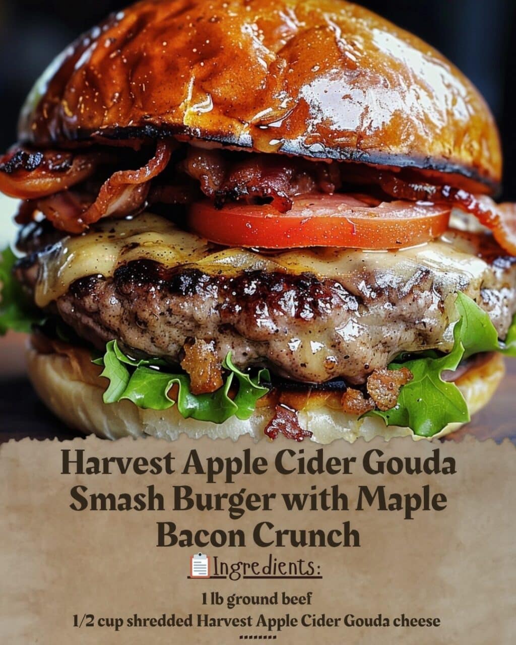 Harvest Apple Cider Gouda Smash Burger with Maple Bacon Crunch