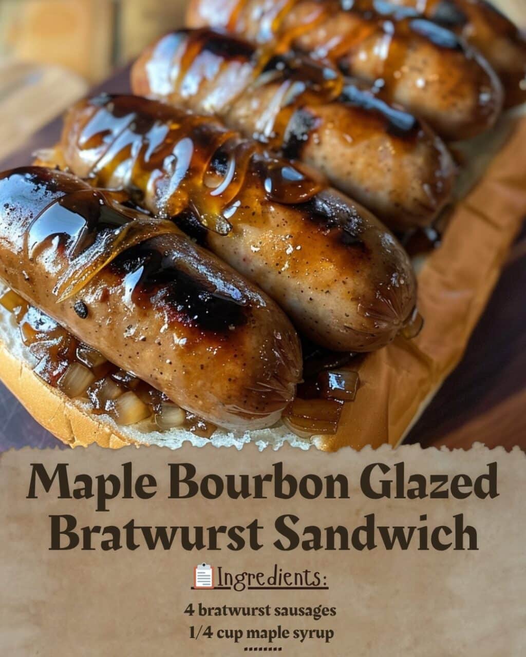 Maple Bourbon Glazed Bratwurst Sandwich