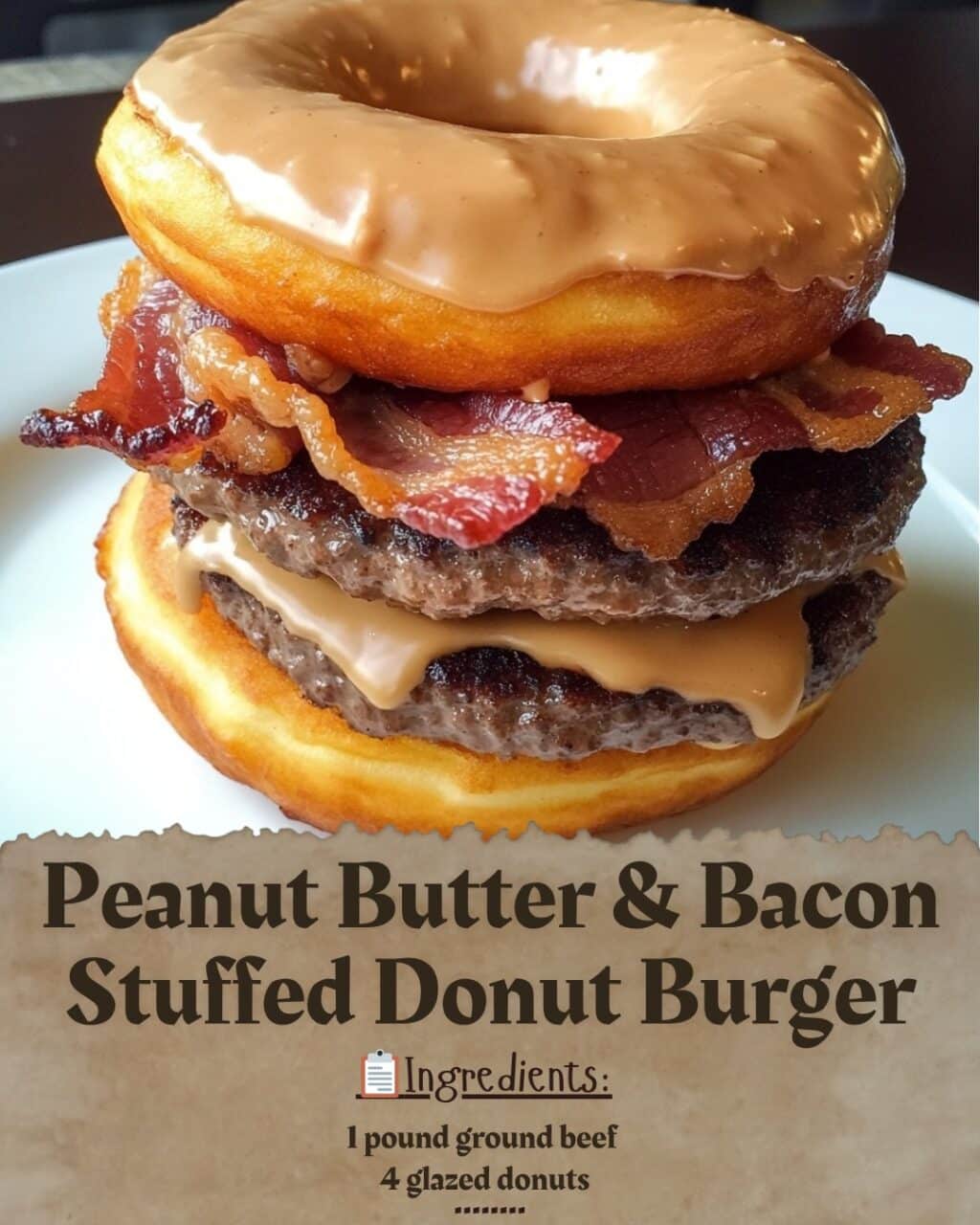 Peanut Butter & Bacon Stuffed Donut Burger