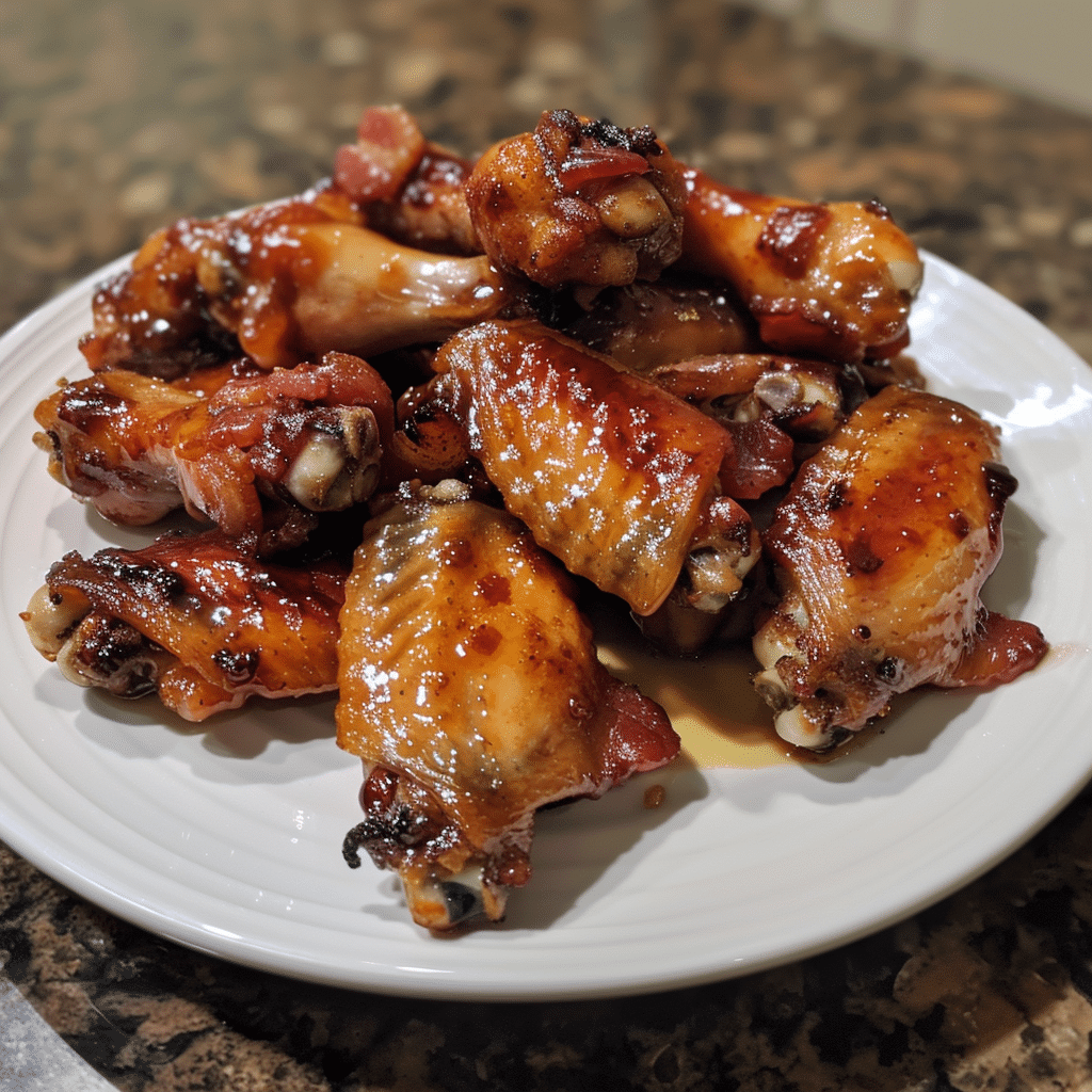 How to make Apple Cider Bacon Glazed Wings — key cooking step