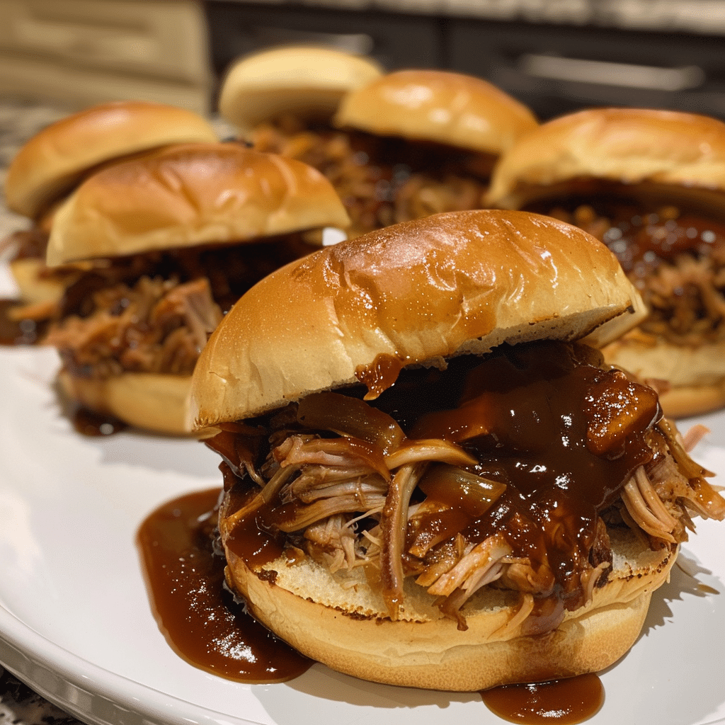 How to make Apple Cider BBQ Pulled Pork Sandwiches — key cooking step