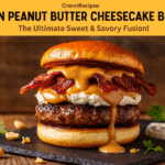 Bacon Peanut Butter Cheesecake Burger recipe - CrennRecipes elegant entrees gourmet burger