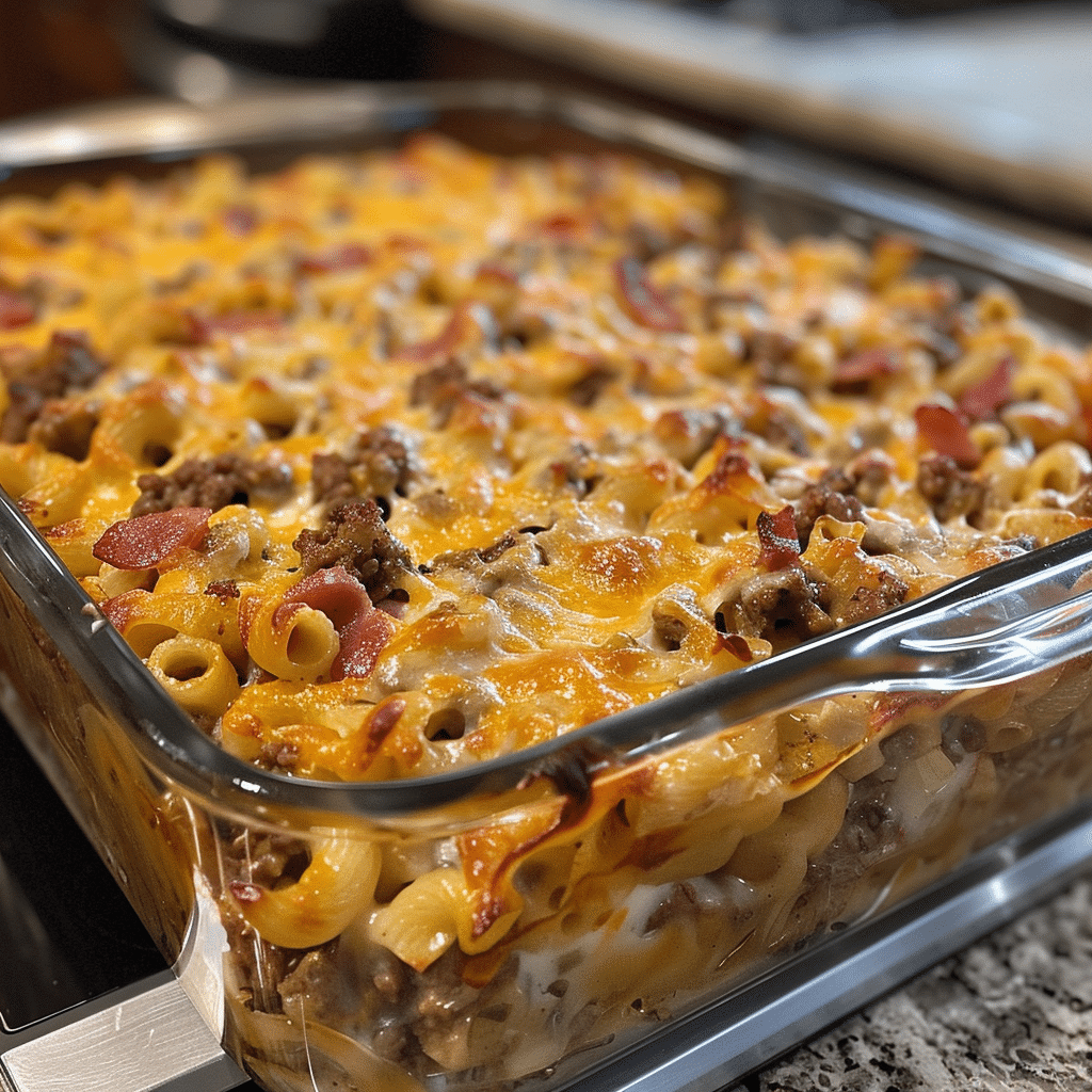 How to make Bacon Ranch Cheeseburger Pasta Bake — key cooking step