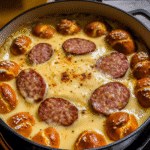 Bavarian Sausage & Beer Fondue with Soft Pretzel Bites — chef-tested restaurant-quality photo