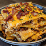 BBQ Bacon Cheeseburger Poutine Lasagna — chef-tested restaurant-quality photo
