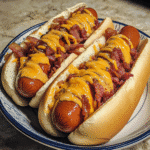 Beer-Glazed Bacon Cheddar Smash Dog — chef-tested restaurant-quality photo