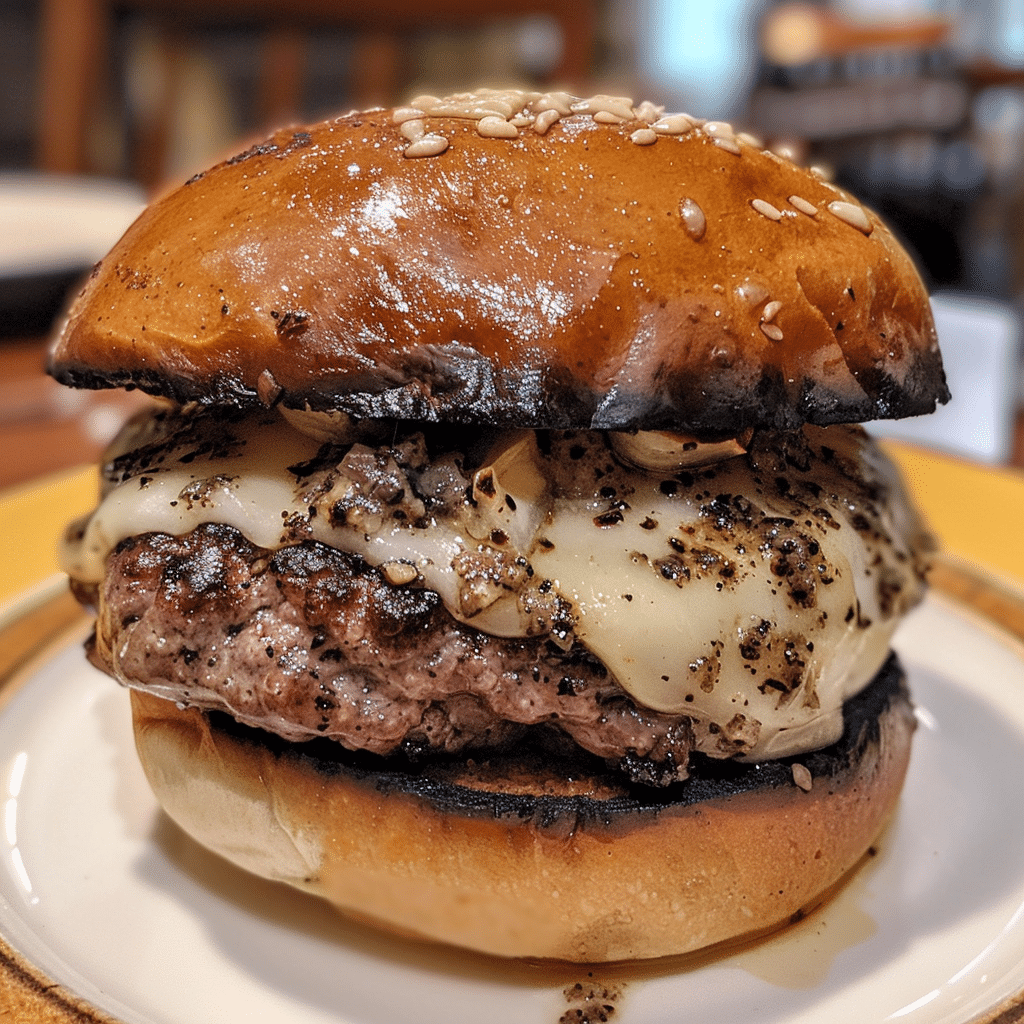 How to make Black Garlic Truffle Gouda Oktoberfest Burger — key cooking step
