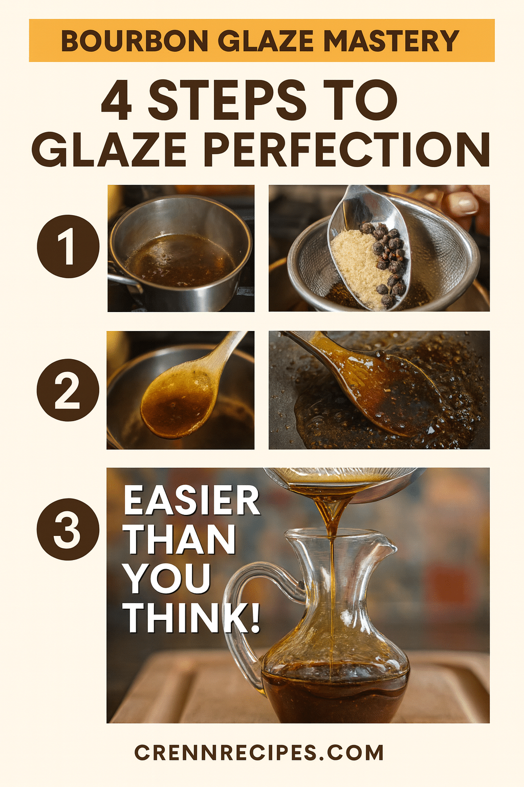 How to make bourbon peppercorn glaze tutorial pin - step-by-step elegant-entrees sauce guide