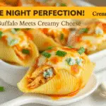 Baked Buffalo Chicken Stuffed Shells recipe - CrennRecipes elegant entrees buffalo chicken stuffed shells