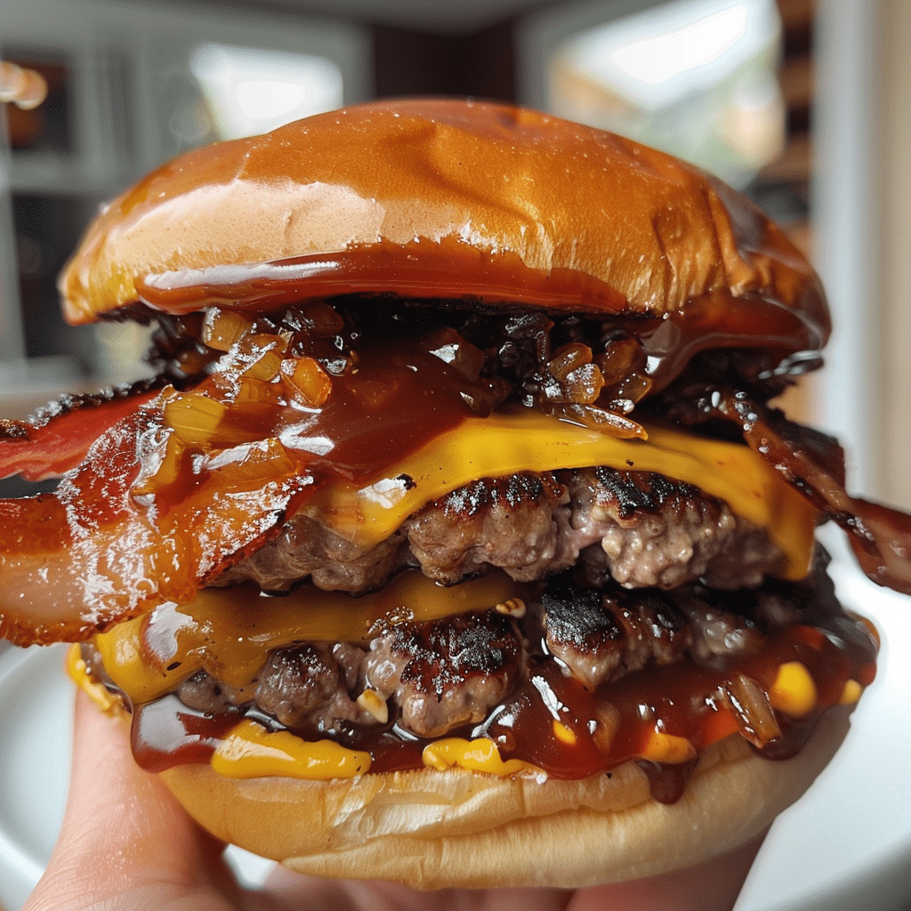 How to make Candy Apple BBQ Bacon Burger with Caramelized Onion Jam — key cooking step