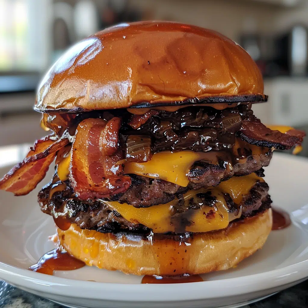 Candy Apple BBQ Bacon Burger with Caramelized Onion Jam — restaurant-quality recipe photo