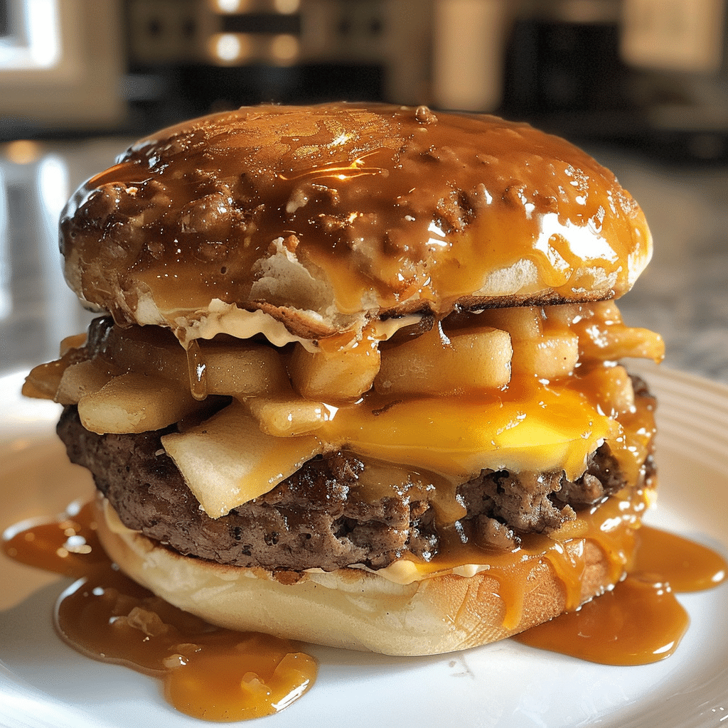 How to make Caramel Apple Funnel Cake Burger — key cooking step