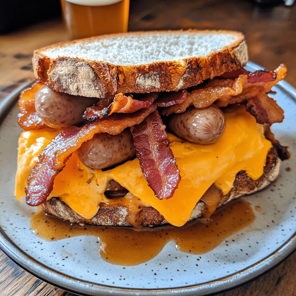 How to make Cheddar Bacon Beer Brat Melt — key cooking step