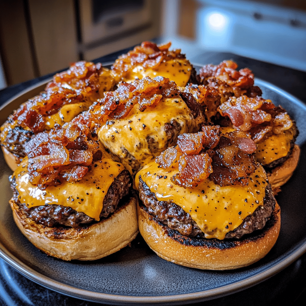 How to make Chipotle Whiskey Bacon Smash Burger with Cheddar Lava — key cooking step